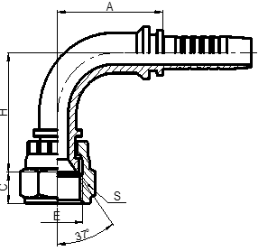 90° JIC FEMALE 37° CONE SEAT/SAE J514