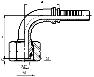 90° METRIC FEMALE 24° MULTI SEAL H.T. ISO 12151-2-DIN3865