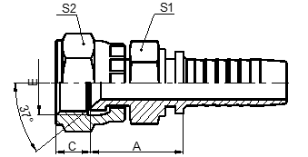 JIC FEMALE 37° CONE SEAT/SAE J514 DOUBLE HEXAGON