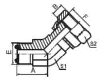 45 °ELBOW ORFS MALE O-RING/PRFS FEMALE